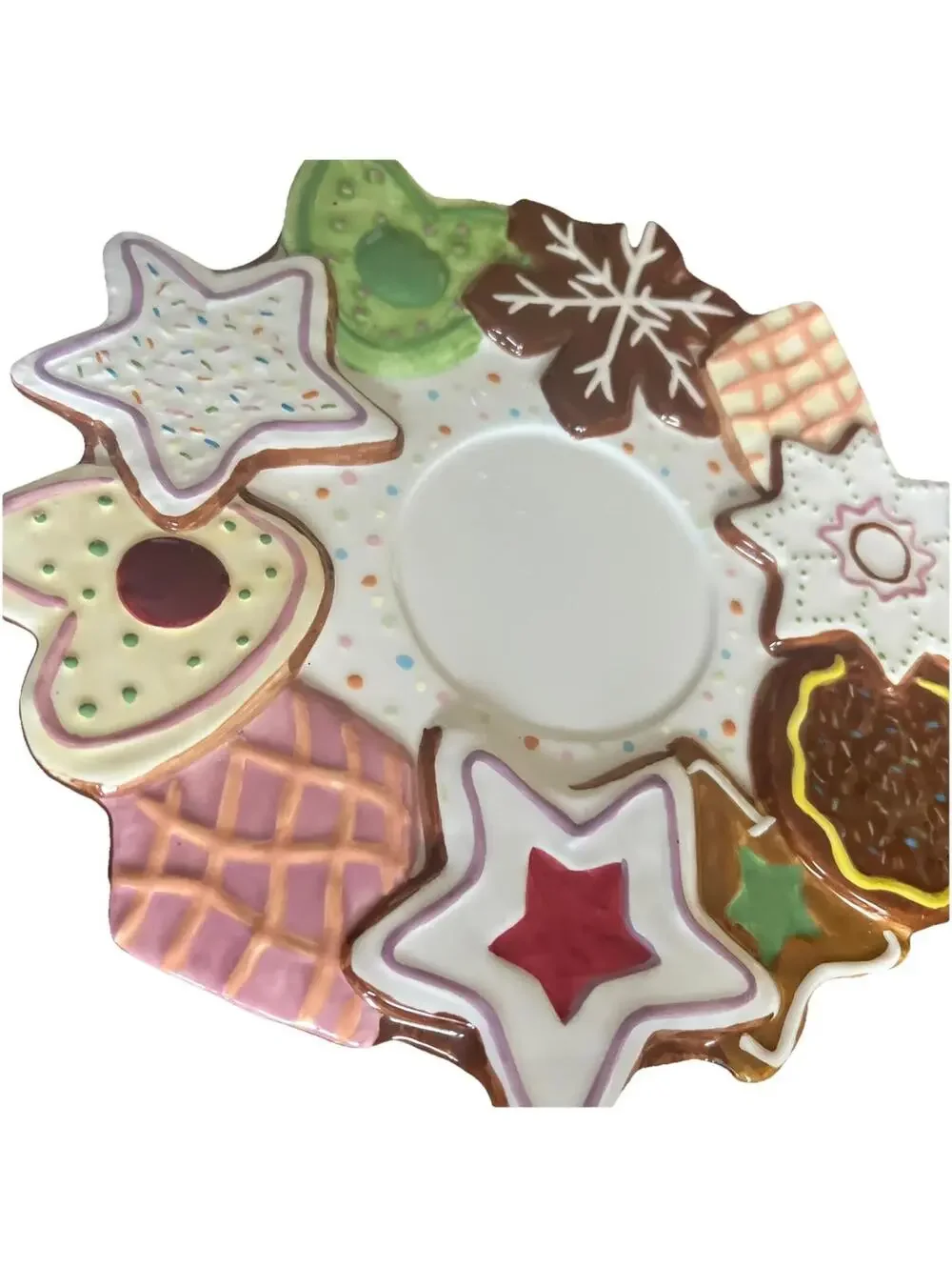 Vintage Ceramic Cookie Medley Pedestal Cake Stand 3D Iced Holiday Cookies 9.5”